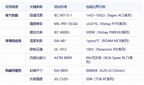 電阻器分類、規(guī)格要素及全球頭部廠商對比分析