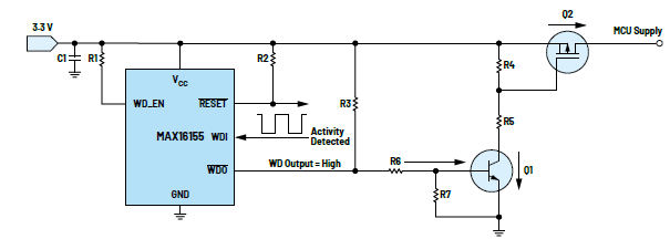 利用低電平有效輸出驅(qū)動(dòng)高端MOSFET輸入開(kāi)關(guān)以實(shí)現(xiàn)系統(tǒng)電源循環(huán) 利用低電平有效輸出驅(qū)動(dòng)高端MOSFET輸入開(kāi)關(guān)以實(shí)現(xiàn)系統(tǒng)電源循環(huán)