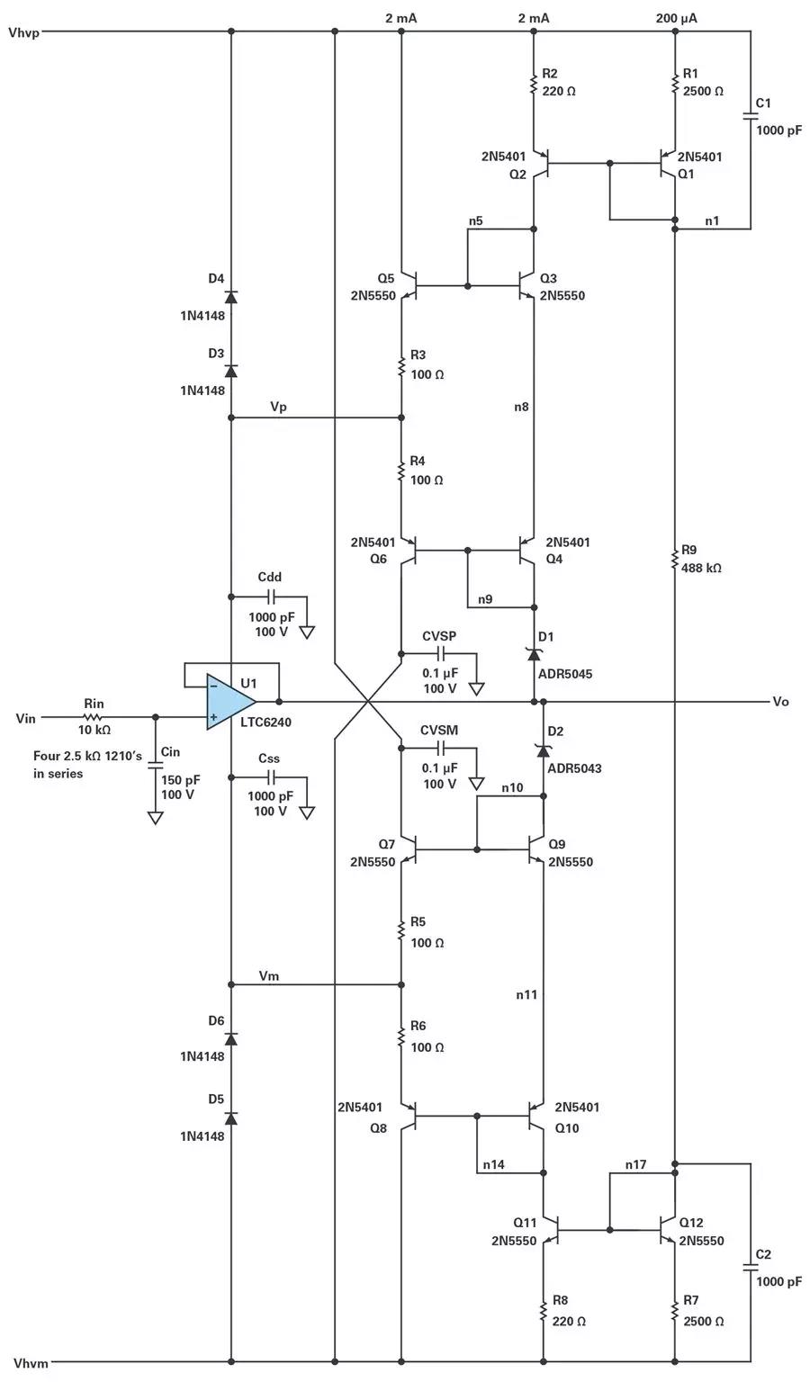 能否讓低壓放大器自舉來(lái)獲得高壓緩沖器？